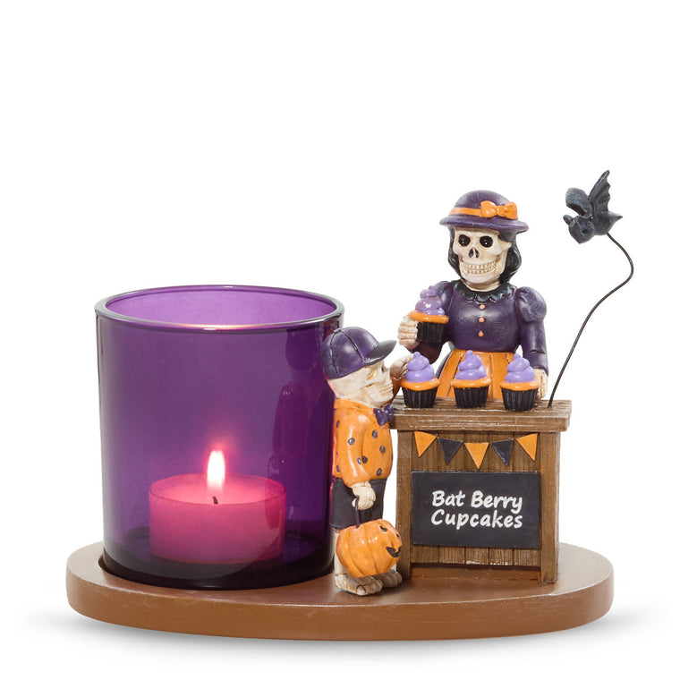 Bonebury Lane Bat Berry Cake Tea Light Candle Holder L0