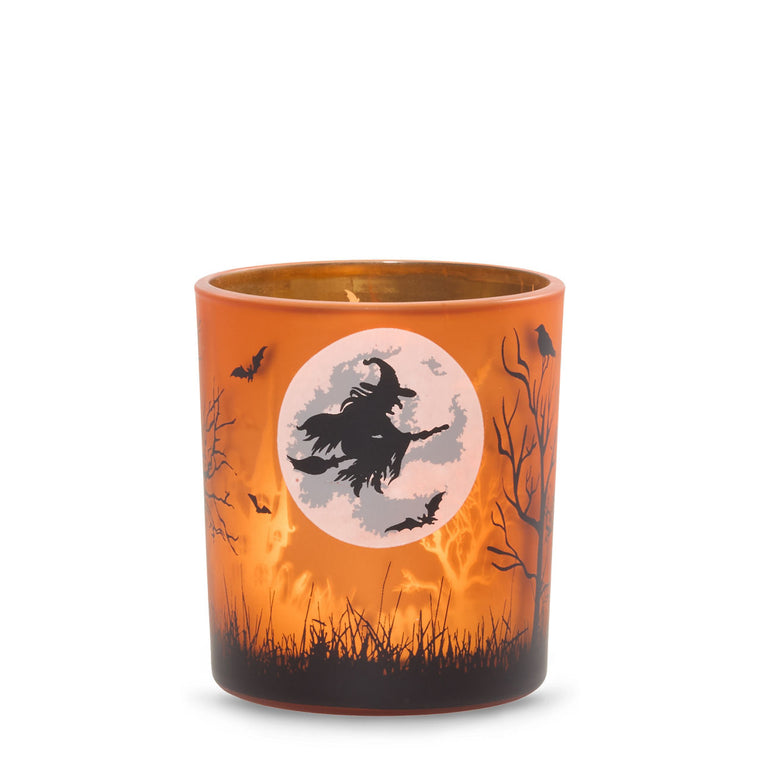Orange Witch's Moon Tea Light Candle Holder P4