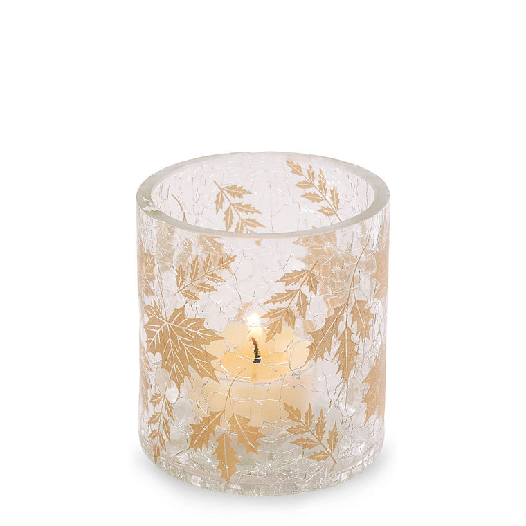 Crackle Leaves Tea Light Candle Holder K8