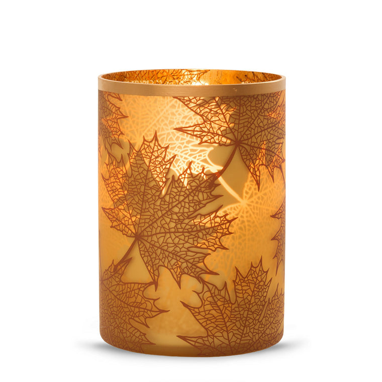 Crackle Leaves Jar Candle Holder Z5